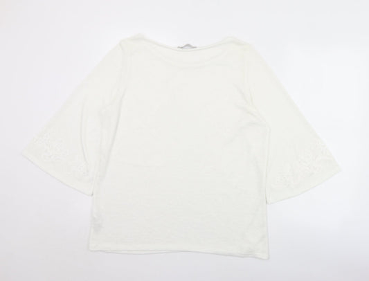 George Womens White Round Neck Floral Polyester Pullover Jumper Size 16   - Floral print