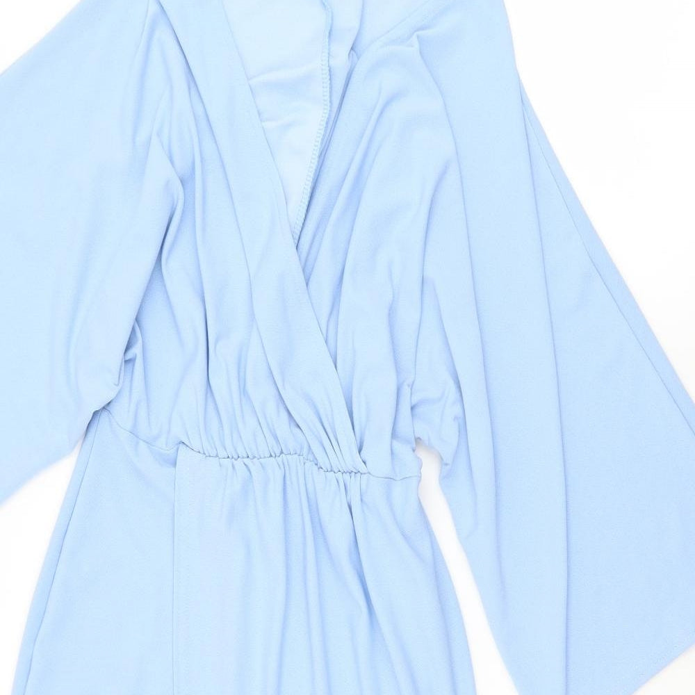 PRETTYLITTLETHING Womens Blue  Polyester Sheath  Size 8  V-Neck