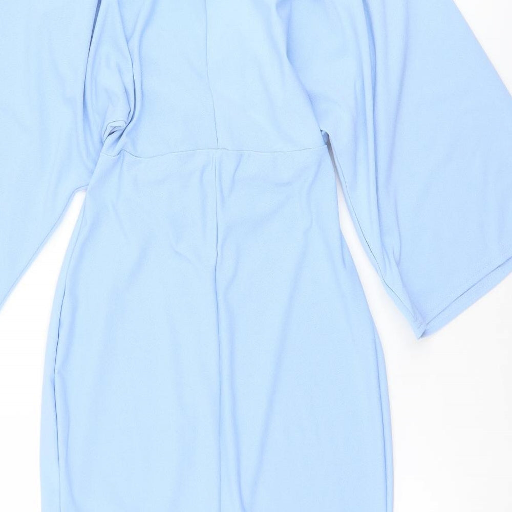 PRETTYLITTLETHING Womens Blue  Polyester Sheath  Size 8  V-Neck