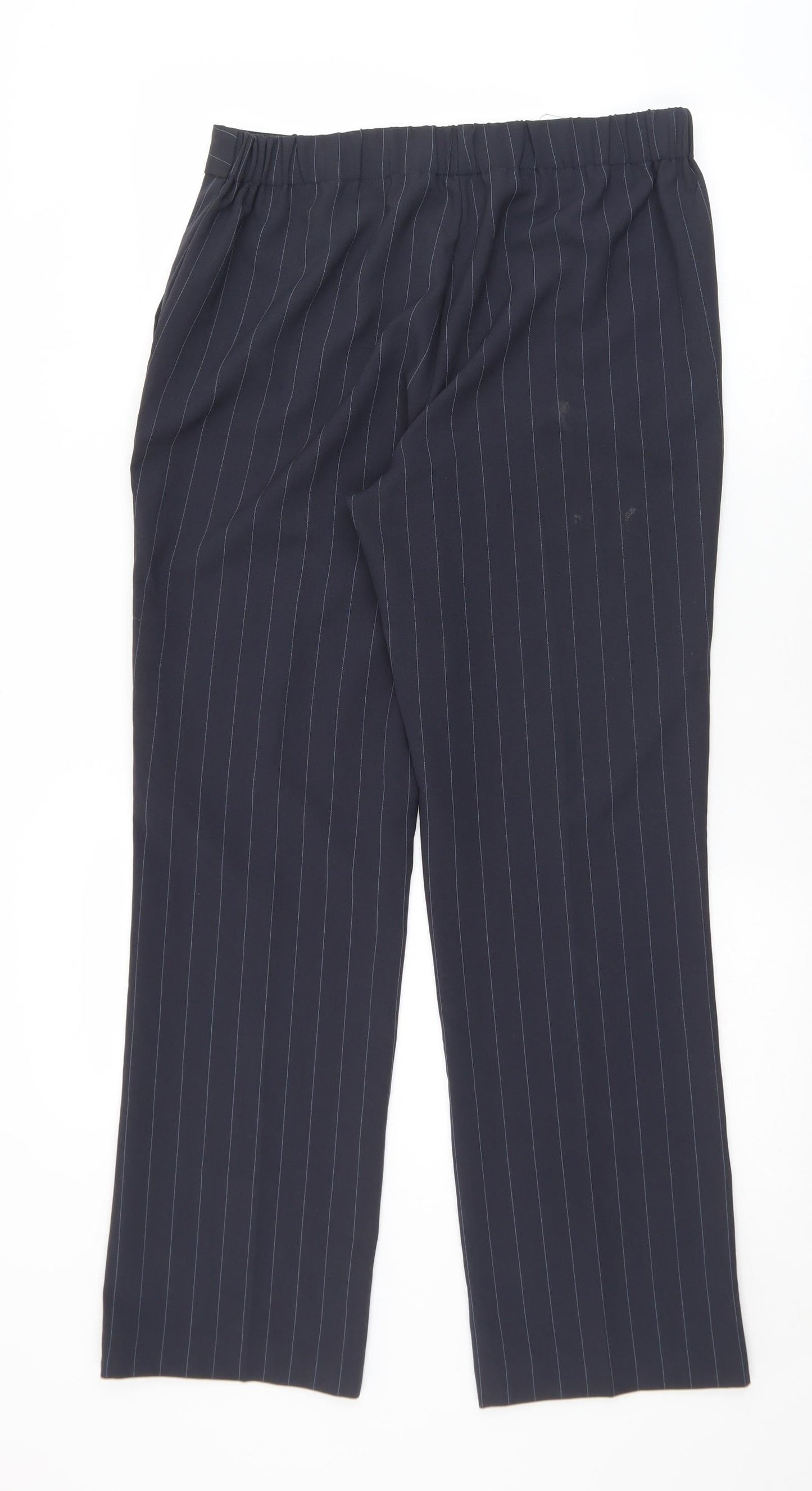 Bonmarché Womens Blue Striped Polyester Dress Pants Trousers Size 10 L29 in Regular