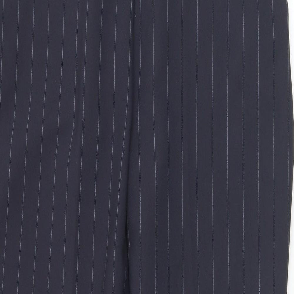 Bonmarché Womens Blue Striped Polyester Dress Pants Trousers Size 10 L29 in Regular