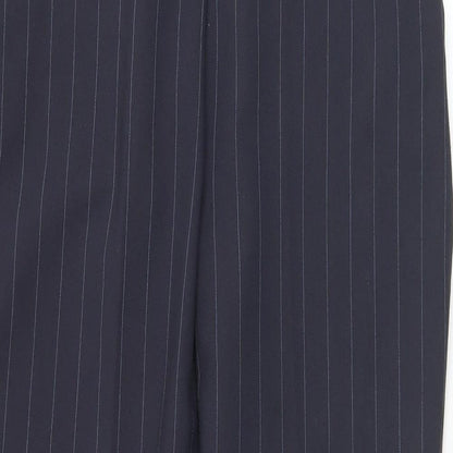 Bonmarché Womens Blue Striped Polyester Dress Pants Trousers Size 10 L29 in Regular