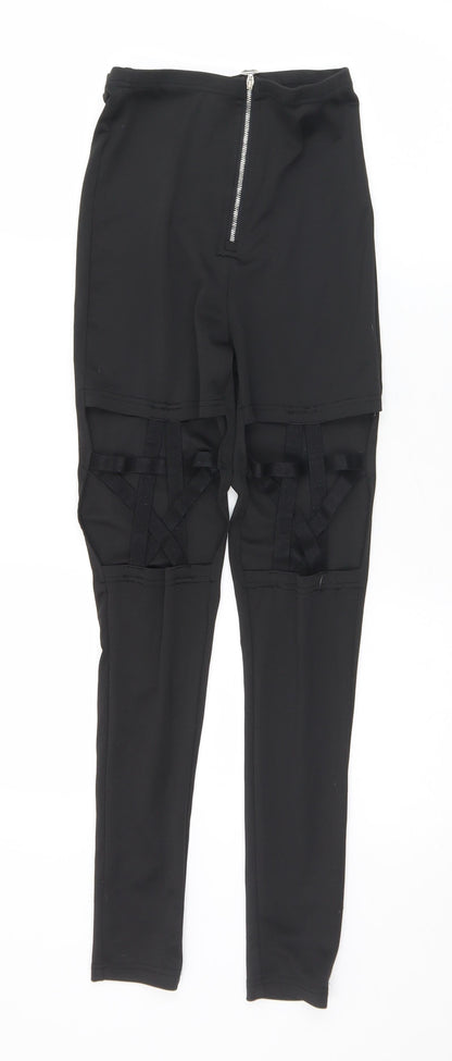 SheIn Womens Black  Polyester Pedal Pusher Trousers Size XS L27 in Regular Zip