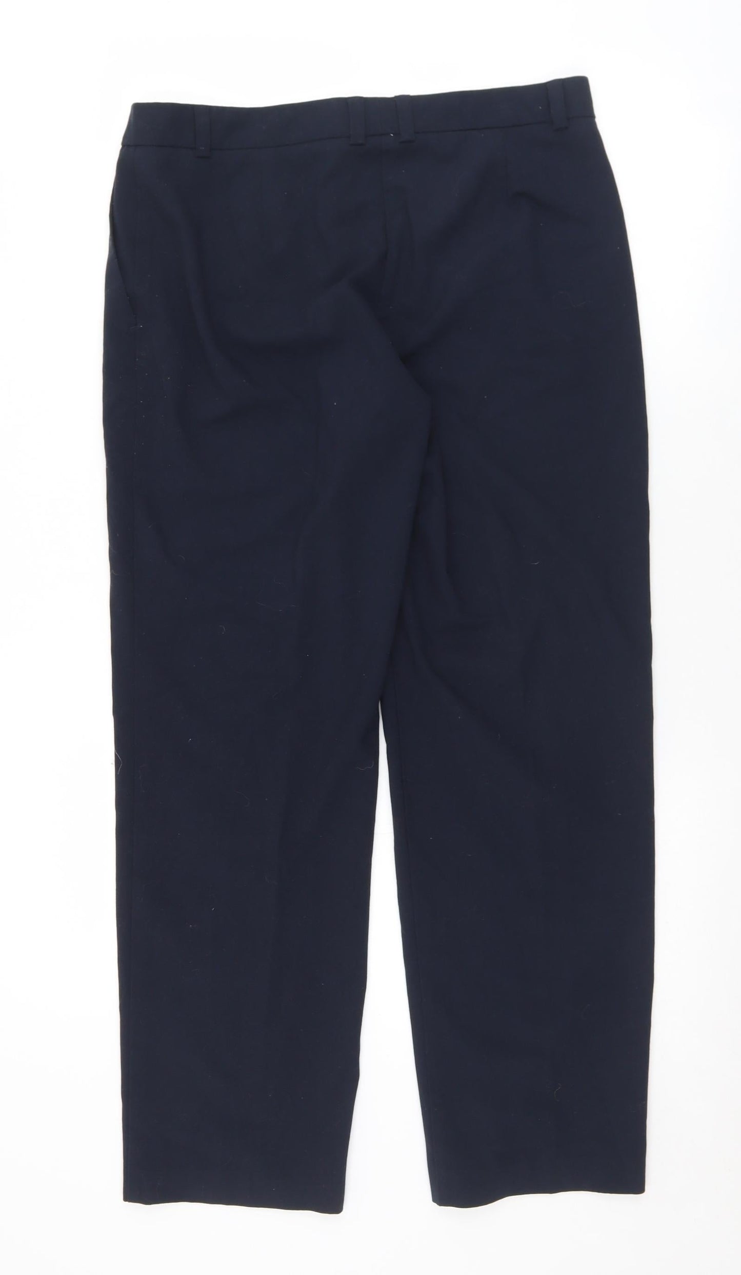 Marks and Spencer Womens Blue  Polyester Dress Pants Trousers Size 12 L27 in Regular Zip