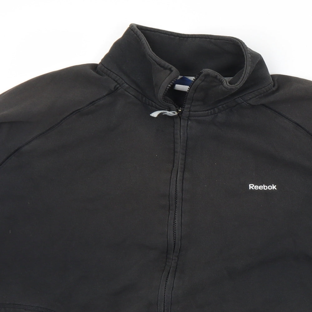 Reebok Womens Black  Cotton Full Zip Sweatshirt Size 2XL  Zip