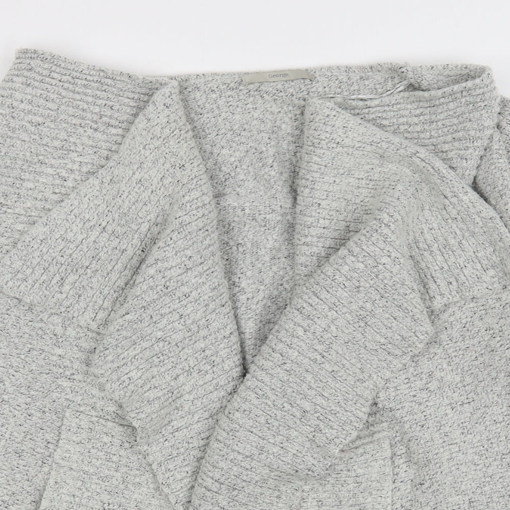 George Womens Grey V-Neck  Acrylic Cardigan Jumper Size 12