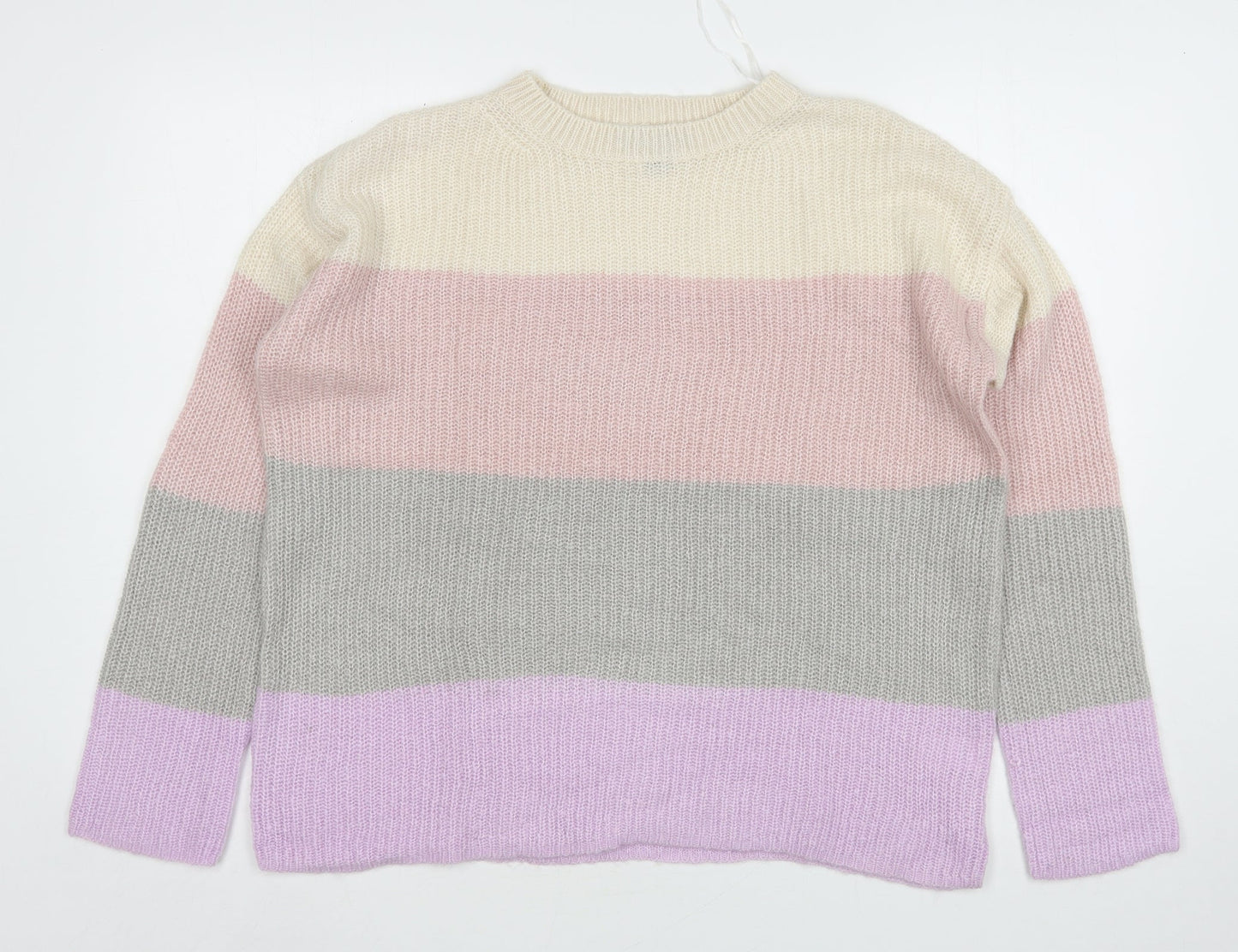 Primark Womens Multicoloured Round Neck Striped Polyester Pullover Jumper Size 10