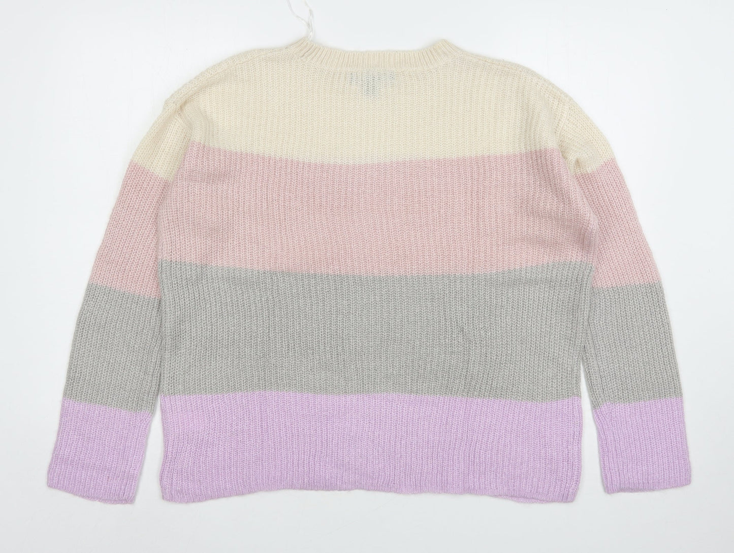 Primark Womens Multicoloured Round Neck Striped Polyester Pullover Jumper Size 10