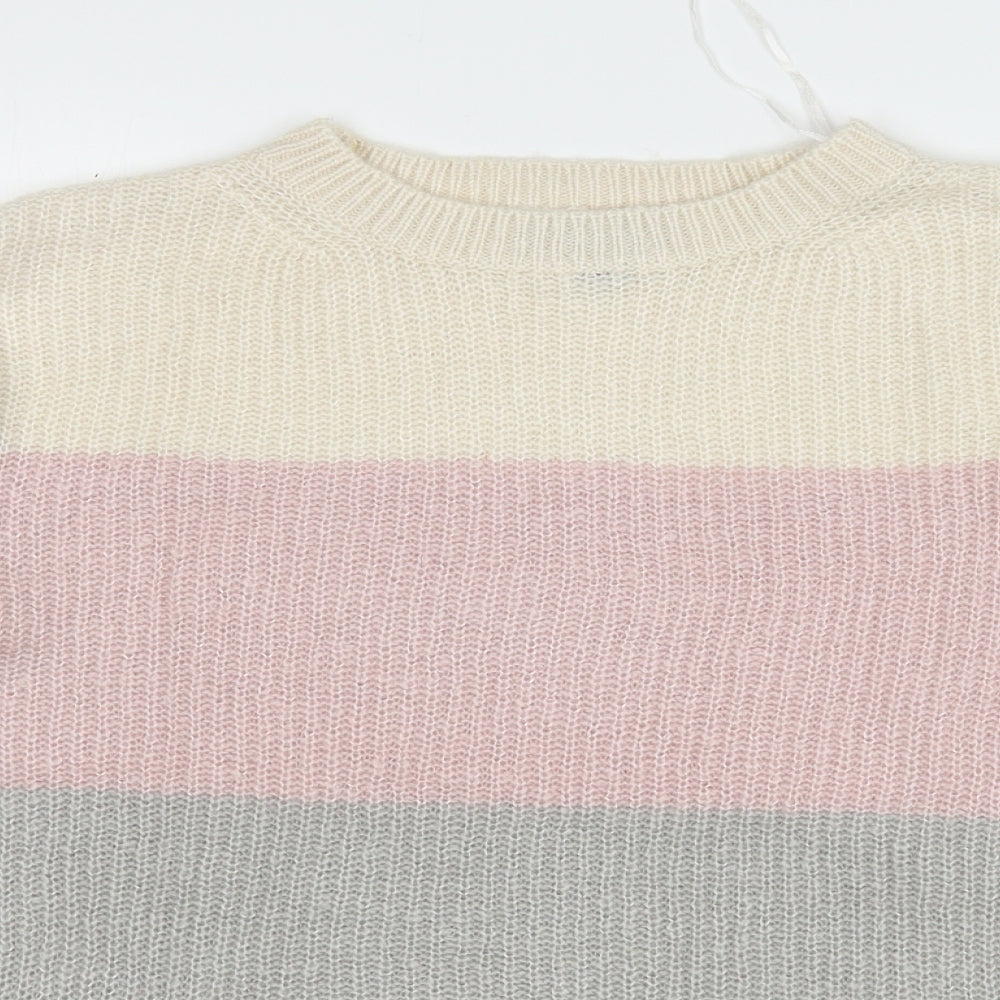 Primark Womens Multicoloured Round Neck Striped Polyester Pullover Jumper Size 10