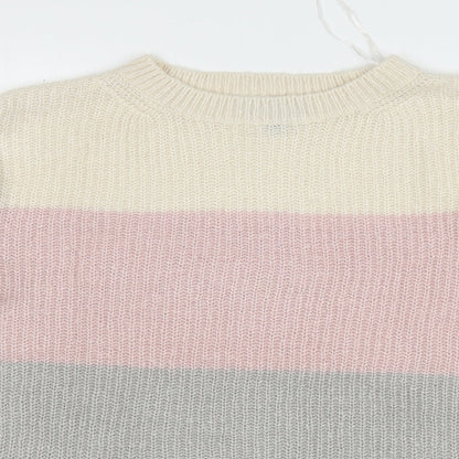 Primark Womens Multicoloured Round Neck Striped Polyester Pullover Jumper Size 10