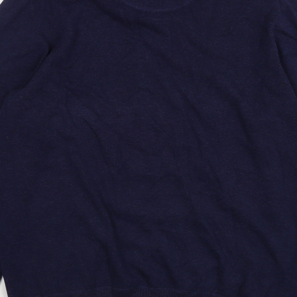 J.T. Ascott Mens Blue V-Neck  Cotton Pullover Jumper Size L