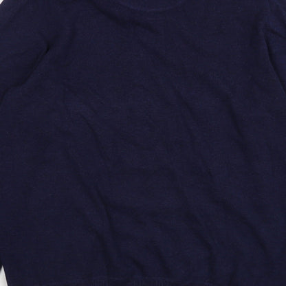 J.T. Ascott Mens Blue V-Neck  Cotton Pullover Jumper Size L