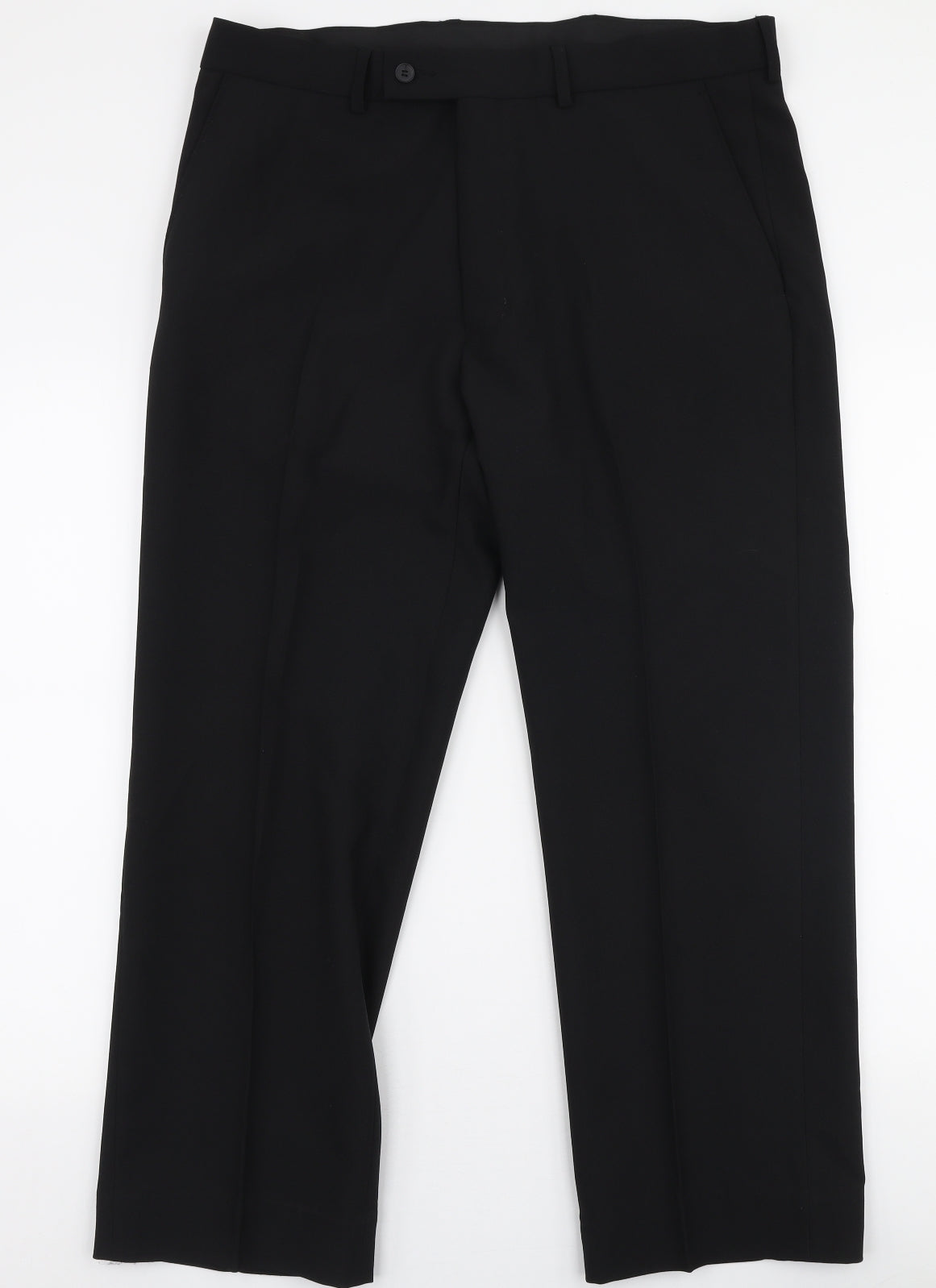 George Mens Black  Polyester Trousers  Size 36 in L29 in Regular Zip