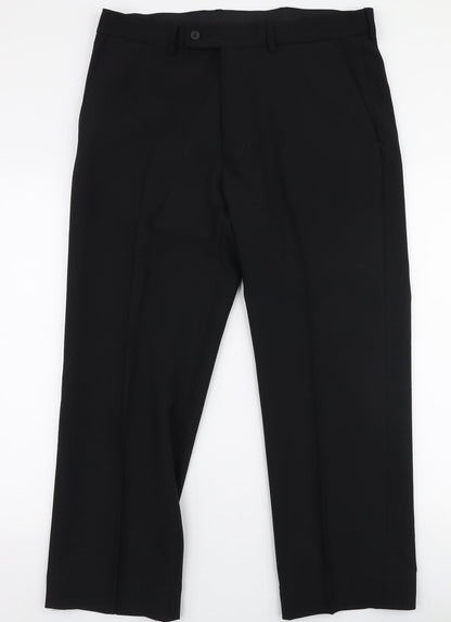 George Mens Black  Polyester Trousers  Size 36 in L29 in Regular Zip