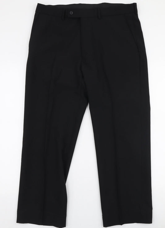 George Mens Black  Polyester Trousers  Size 36 in L29 in Regular Zip