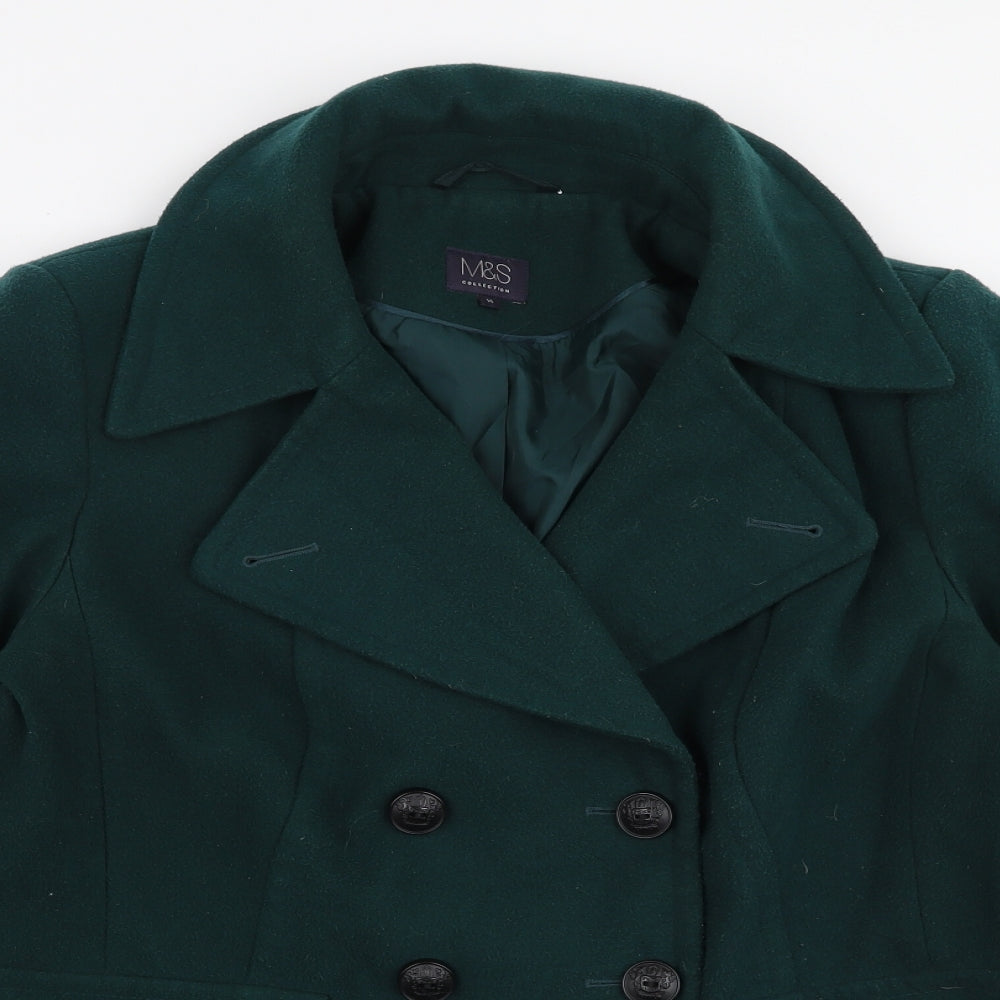 Marks and Spencer Womens Green   Overcoat Coat Size 14  Button