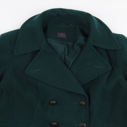 Marks and Spencer Womens Green   Overcoat Coat Size 14  Button