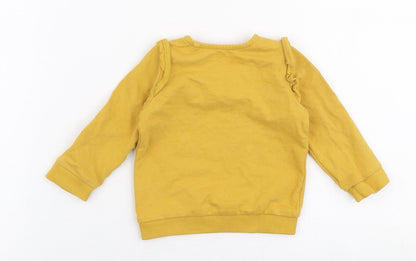 TU Girls Yellow  100% Cotton Jersey T-Shirt Size 3-6 Months Round Neck Snap - Giraffe