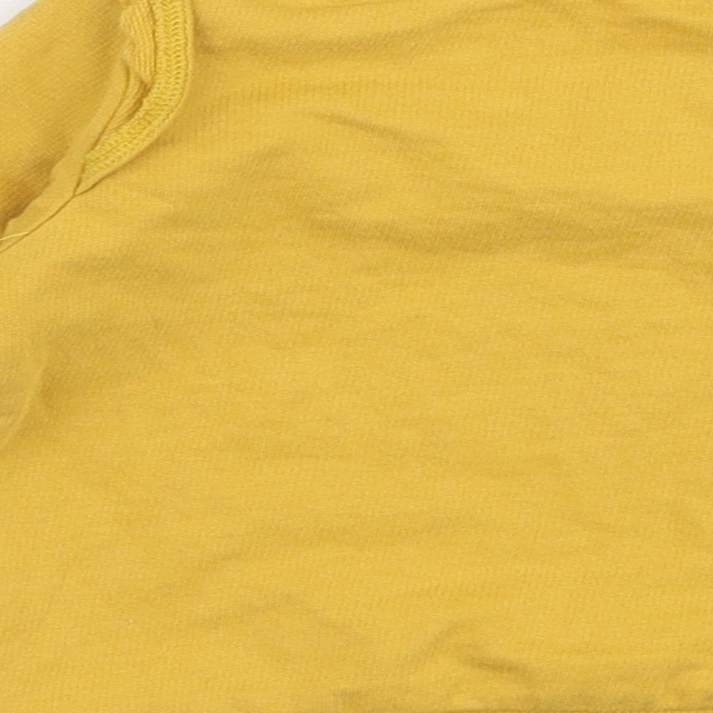 TU Girls Yellow  100% Cotton Jersey T-Shirt Size 3-6 Months Round Neck Snap - Giraffe