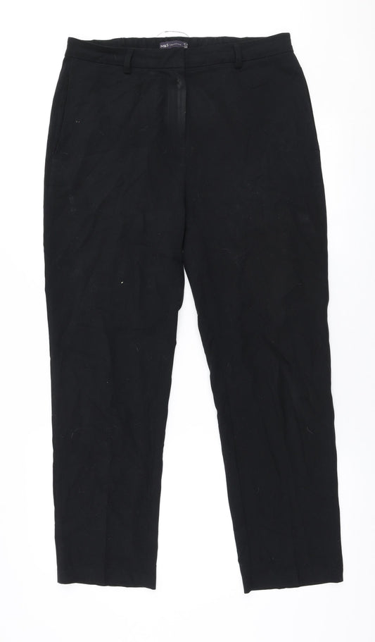 Womens UK Size 12 Marks and Spencer Regular Fit  Black Trousers