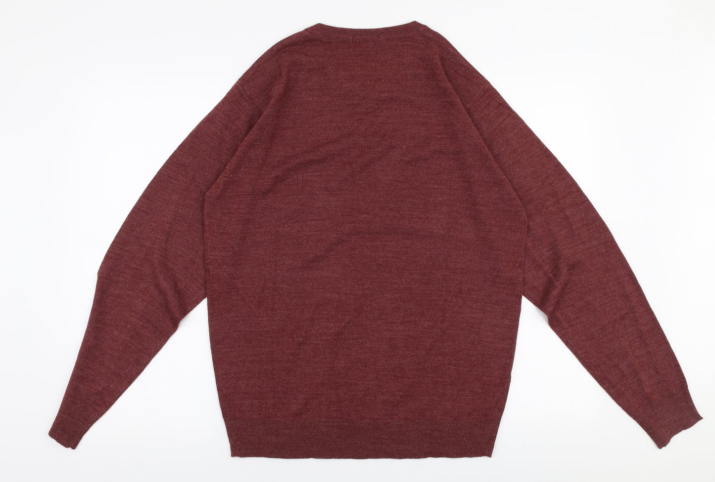 Premiere Man Mens Brown V-Neck  Acrylic Pullover Jumper Size S