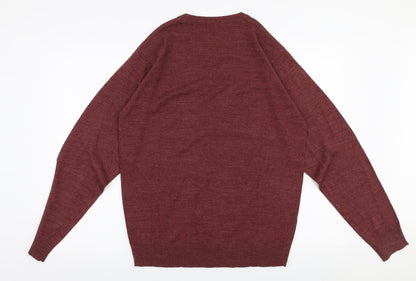 Premiere Man Mens Brown V-Neck  Acrylic Pullover Jumper Size S