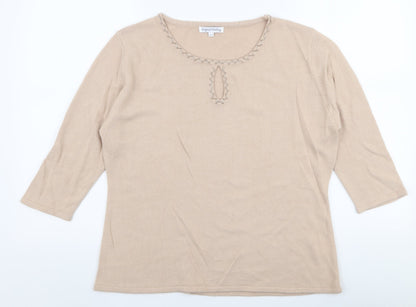 original Clothing Womens Beige Round Neck  Acrylic Pullover Jumper Size 14