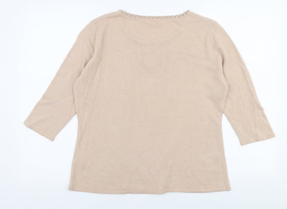 original Clothing Womens Beige Round Neck  Acrylic Pullover Jumper Size 14