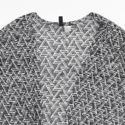 H&M Womens Grey V-Neck Geometric Polyester Cardigan Jumper Size XS