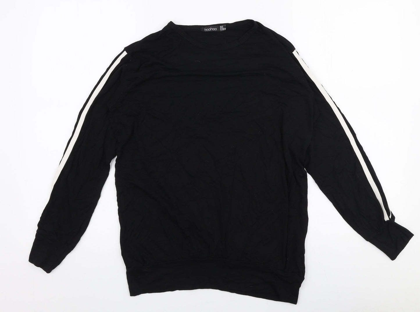 Boohoo Womens Black  Viscose Jersey T-Shirt Size 6 Round Neck