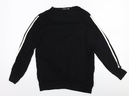 Boohoo Womens Black  Viscose Jersey T-Shirt Size 6 Round Neck