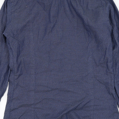 Remus Uomo Mens Blue  Cotton  Dress Shirt Size 15.5 Collared Button