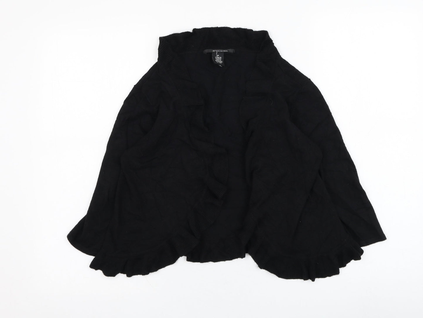 89th & Madison Womens Black Square Neck  Rayon Cardigan Jumper Size M