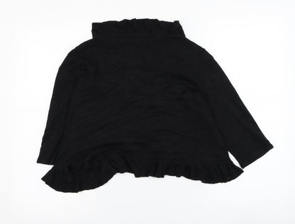 89th & Madison Womens Black Square Neck  Rayon Cardigan Jumper Size M