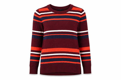 Gap Womens Purple Round Neck Striped Cotton Pullover Jumper Size XS