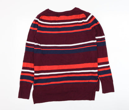 Gap Womens Purple Round Neck Striped Cotton Pullover Jumper Size XS