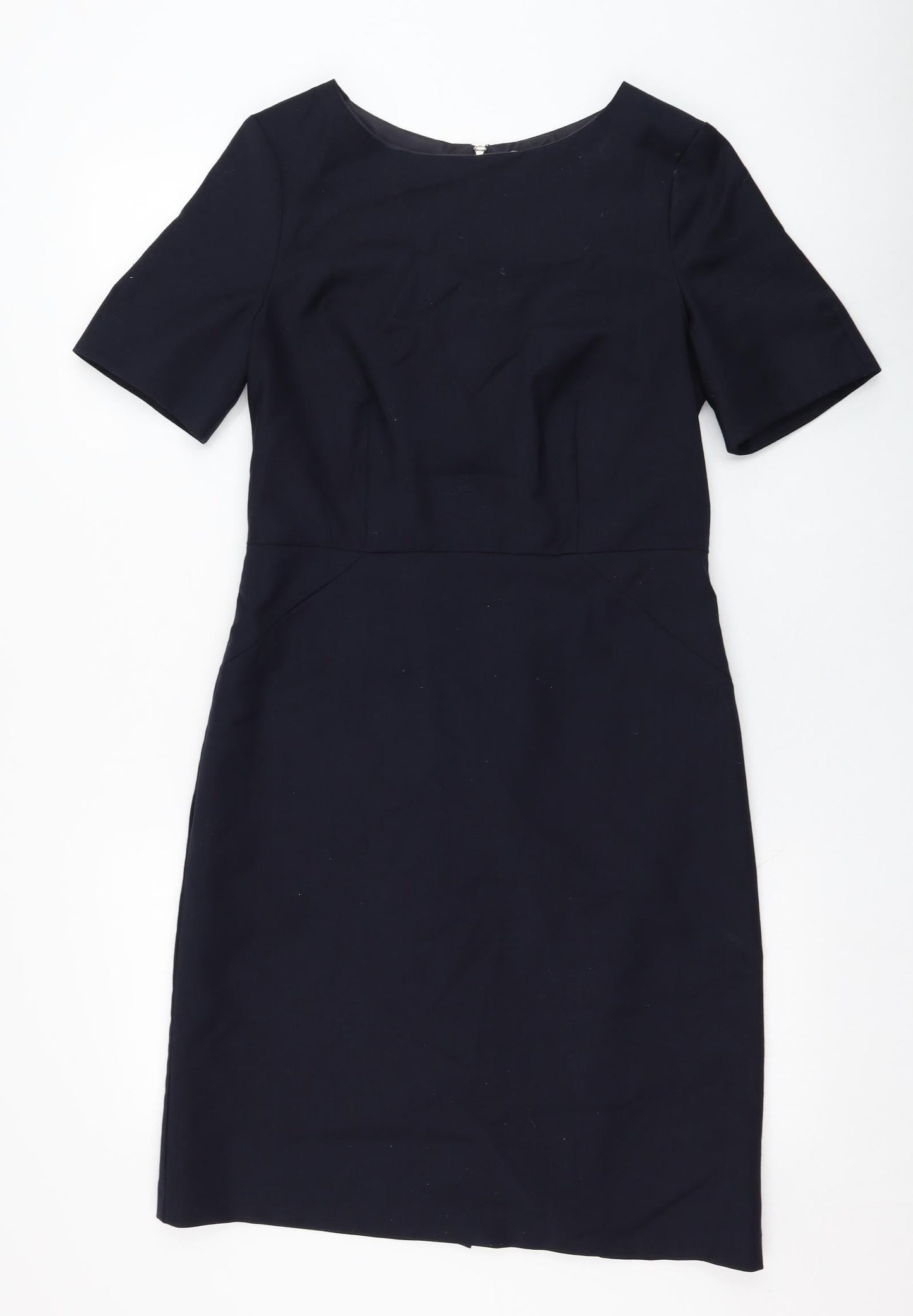 John Lewis Womens Blue  Polyester Shift  Size 10  Round Neck Zip