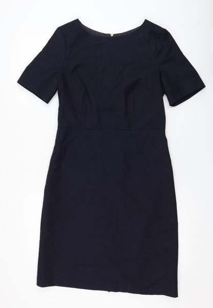 John Lewis Womens Blue  Polyester Shift  Size 10  Round Neck Zip