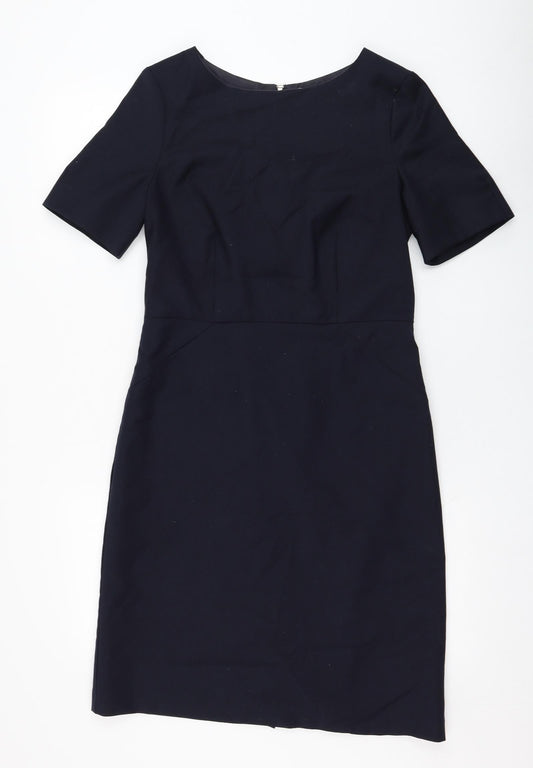 John Lewis Womens Blue  Polyester Shift  Size 10  Round Neck Zip