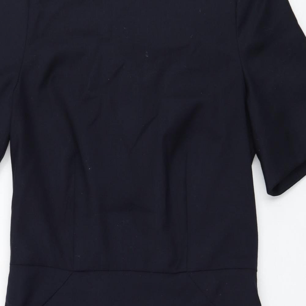 John Lewis Womens Blue  Polyester Shift  Size 10  Round Neck Zip
