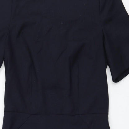 John Lewis Womens Blue  Polyester Shift  Size 10  Round Neck Zip