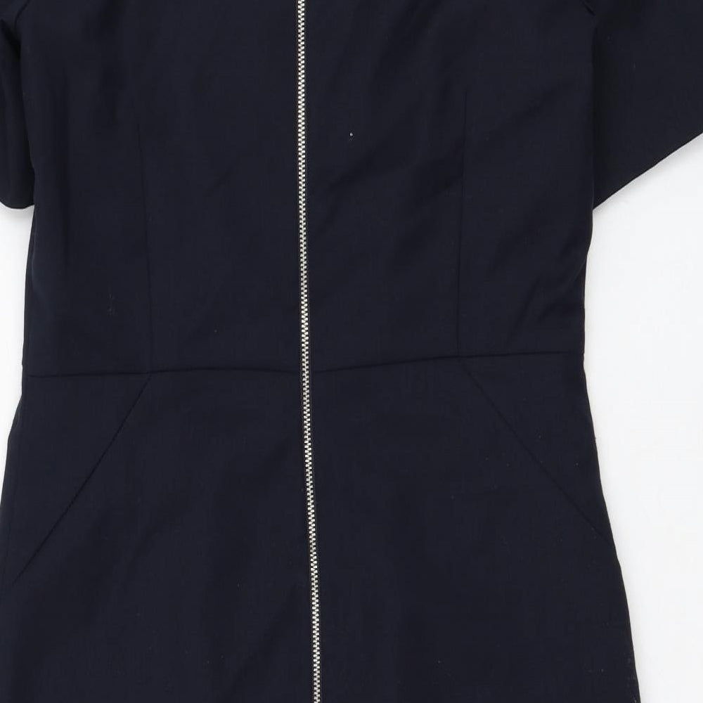 John Lewis Womens Blue  Polyester Shift  Size 10  Round Neck Zip