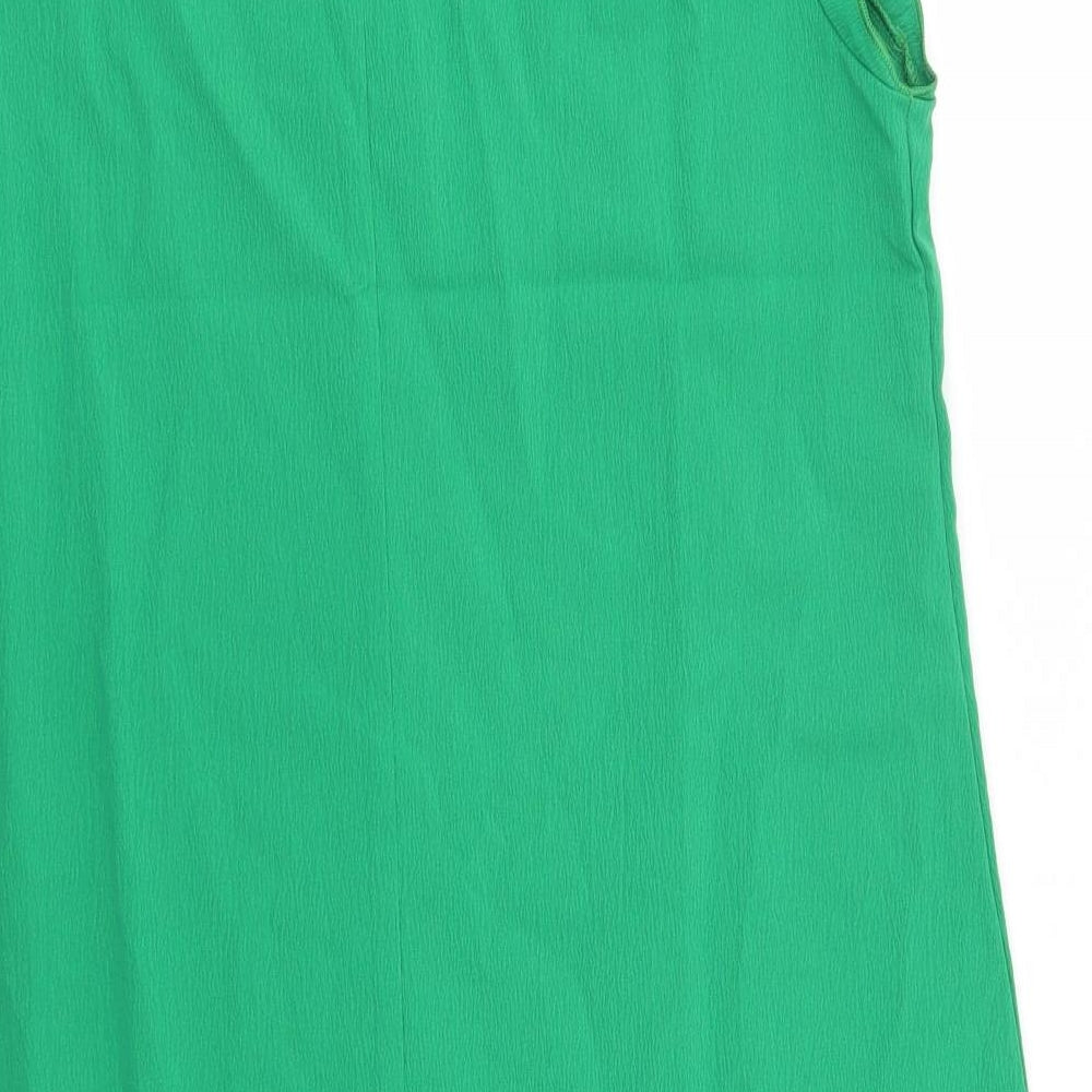 SheIn Womens Green  Polyester Shift  Size 6  V-Neck  - Ruffle, Frill