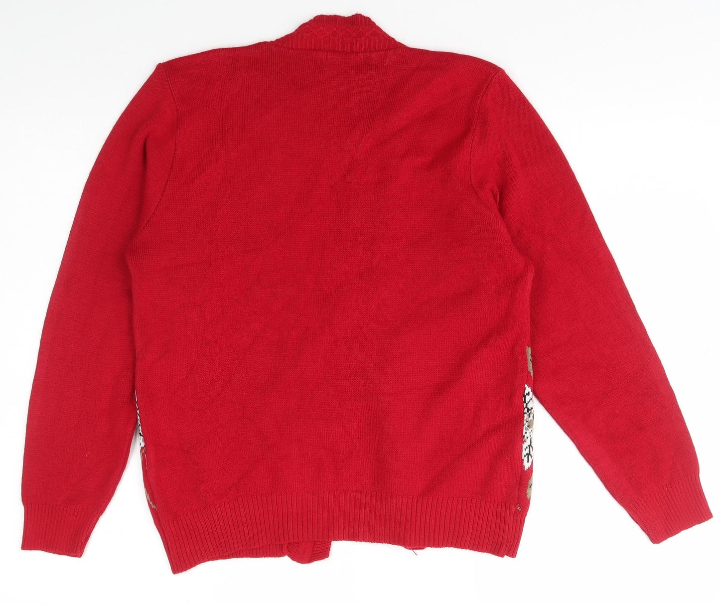 Smith Womens Red Scoop Neck Floral Acrylic Pullover Jumper Size S