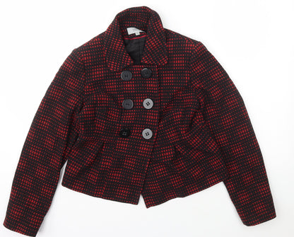 Marks and Spencer Womens Red Check  Jacket  Size 10  Button