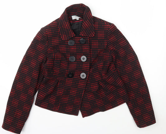 Marks and Spencer Womens Red Check  Jacket  Size 10  Button