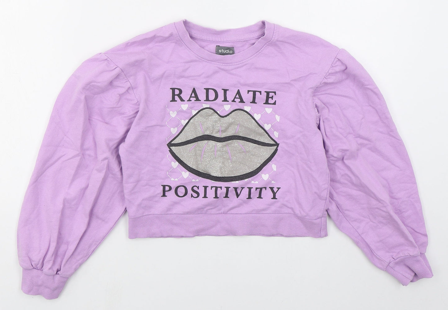 Studio Girls Purple  Cotton Pullover Sweatshirt Size 10-11 Years  Pullover - Radiate Positivity