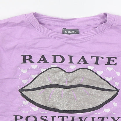 Studio Girls Purple  Cotton Pullover Sweatshirt Size 10-11 Years  Pullover - Radiate Positivity