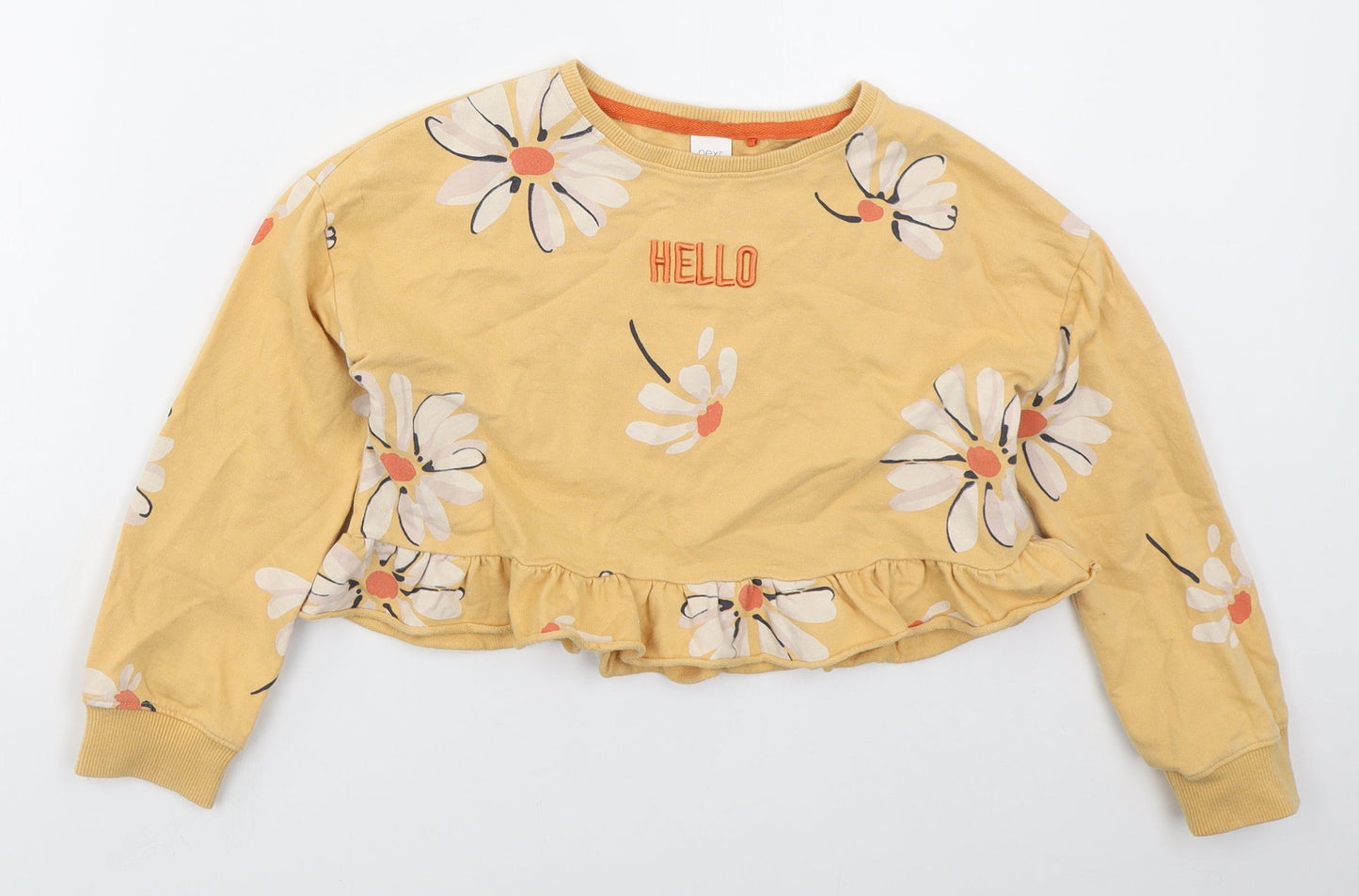 NEXT Girls Orange Floral Cotton Pullover Sweatshirt Size 10 Years  Pullover - Hello