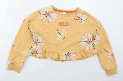 NEXT Girls Orange Floral Cotton Pullover Sweatshirt Size 10 Years  Pullover - Hello